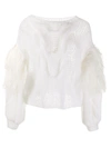 LOEWE FEATHER-SLEEVE CABLE KNIT JUMPER