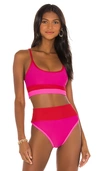 Beach Riot Eva Top In Fuchsia Red Neon Pink In Pink & Red