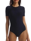 Commando Butter Short Sleeve Crewneck Bodysuit In Black In Black