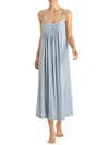 Hanro Juliet Pleated Long Spaghetti Gown In Aquamarine