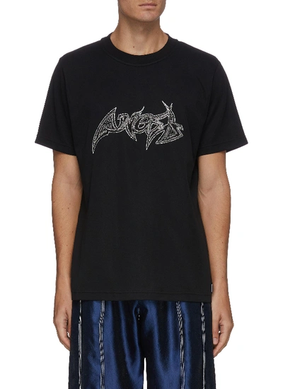 Angel Chen Logo Embroidered T-shirt In Black