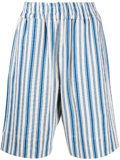 Jil Sander Striped Knee-length Shorts In White