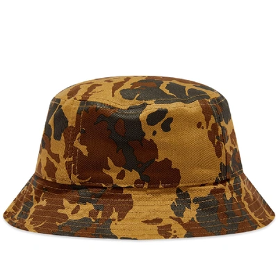 Wood Wood All Over Camo Print Bucket Hat In Green
