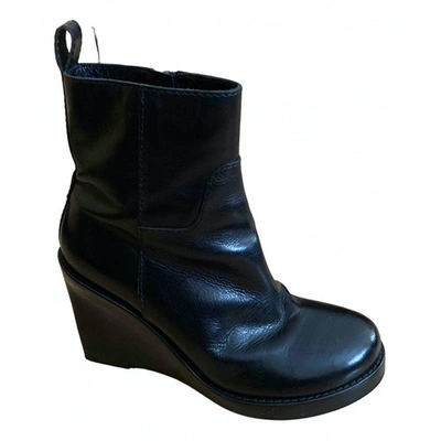 Pre-owned Ann Demeulemeester Black Leather Ankle Boots