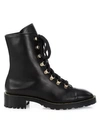 Stuart Weitzman Kolbie Leather Combat Boots In Black
