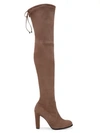 Stuart Weitzman Highland Stretch-suede Over-the-knee Boots In Taupe