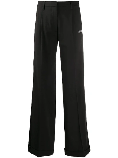 Off-white Logo-panel Straight Trousers In Black