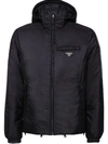 Prada Hooded Puffer Jacket In Black