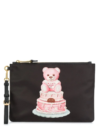 Moschino Cake Teddy Bear Clutch Bag In Black