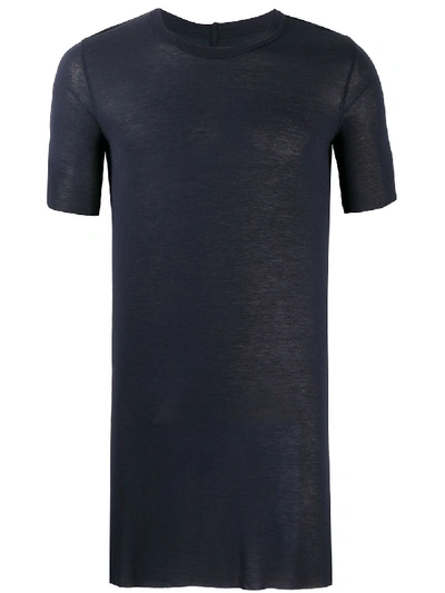 Rick Owens Long-line Plain T-shirt In Blue