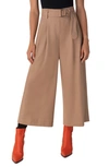 Akris Punto Fiorella Flannel Wool Belted Wide-leg Trousers In Tatami