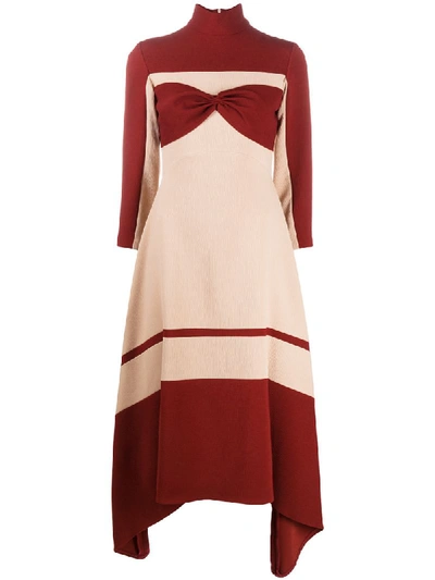 Atu Body Couture Colour-block Flared Jumper Dress In Brown