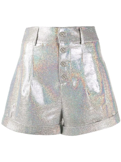 Philipp Plein Iridescent Tailored Shorts In Silver