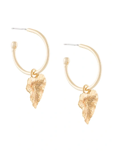 Jennifer Behr Hanging-leaf Hoop Earrings In Gold