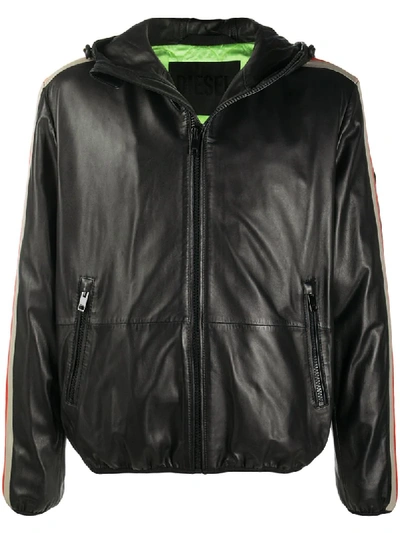 Diesel Long-sleeve Leather Jacket In Black