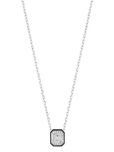 Boucheron Women's Vendôme Liseré 18k White Gold, Diamond & Black Lacquer Pendant Necklace In Diamond White Gold