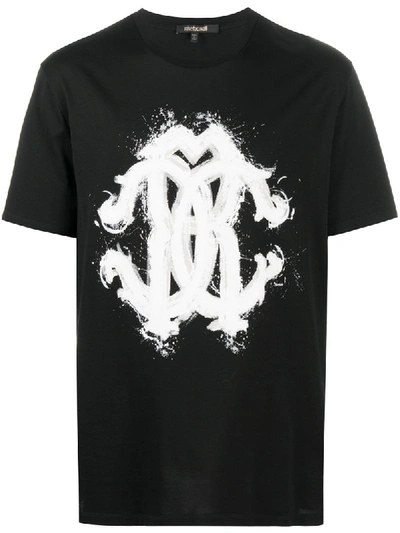 Roberto Cavalli Graphic-print Cotton T-shirt In Black