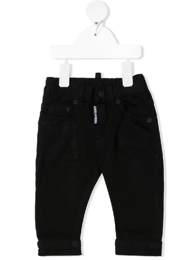 Dsquared2 Babies' 松紧裤腰紧身牛仔裤 In Black