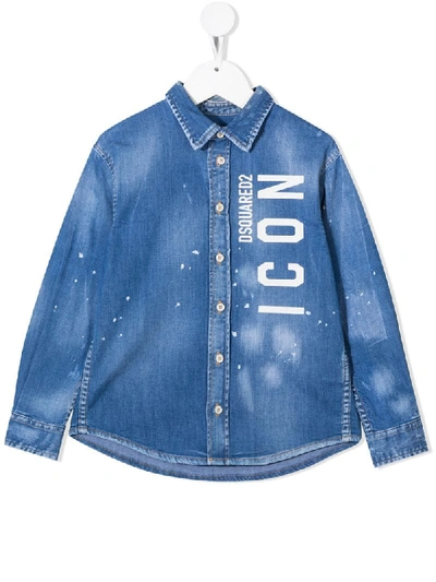 Dsquared2 Teen Icon Denim Shirt In Blue