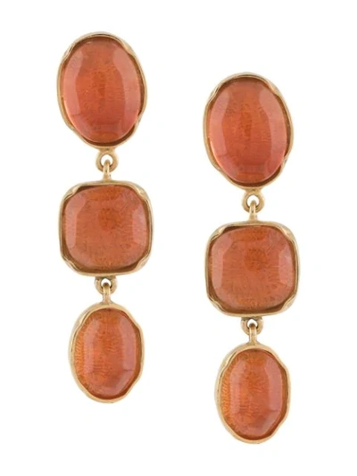 Goossens Three Cabochons Clip Earrings In Gold
