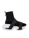 Balmain B Bold High Sock & Strap Tech Sneakers In Black /white