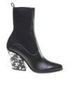 JIMMY CHOO MELE 85 BOOTS IN LEATHER AND KNIT,11494390
