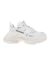 Balenciaga All-over Logo Triple S Sneakers In White/black