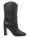 SAINT LAURENT KATE ANKLE BOOT IN BLACK SMOOTH LEATHER,620079-1UP00 1000