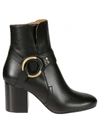 Chloé Ring Detail Leather Boots In Black
