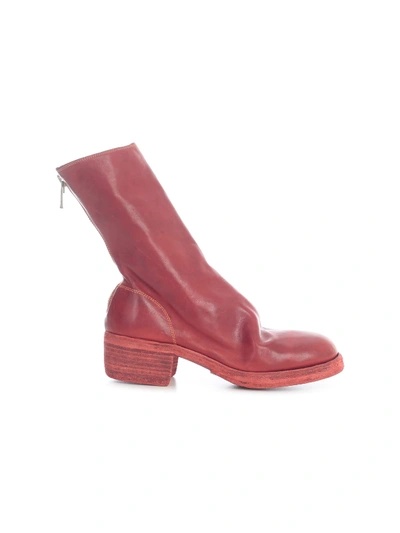 Guidi Back Zip Mid Boots Thick Sole Leather In T Red