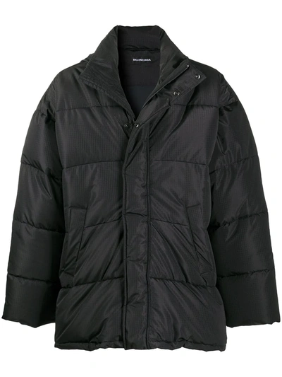Balenciaga Concealed Fastening Padded Jacket In Black