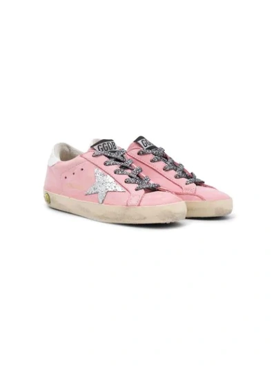 Golden Goose Kids' Superstar Suede And Leather Trainers In Pink Nabuk-glitter Star