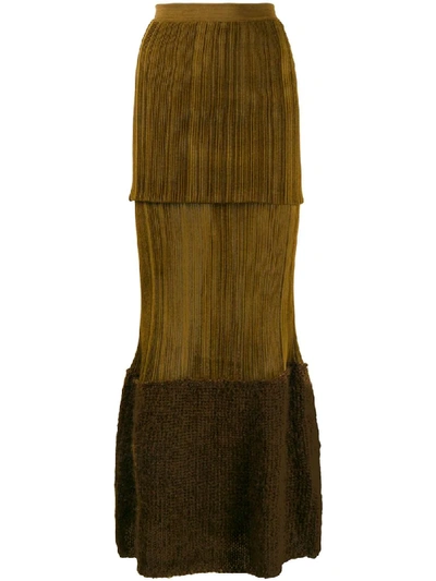 Moncler Tiered Knitted Maxi Skirt In Brown