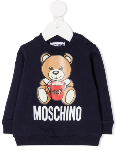 Moschino Babies' Toy Bear Sweatshirt In Blue