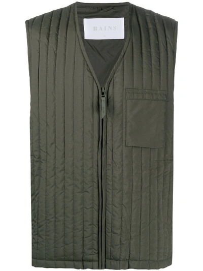 Rains Quilted Waistcoat In Green