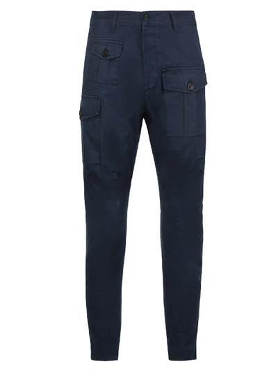 Dsquared2 16cm Sexy Cargo Cotton Twill Pants In Blue