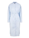 MSGM WHITE AND BLUE STRIPED MIDI SHIRT DRESS,11493007