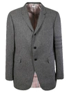 Thom Browne Flannel Classic Tonal 4-bar Sport Blazer In Medium Grey
