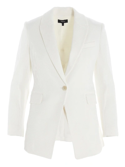 Theory Etiennette Solid Shawl-collar Blazer In White