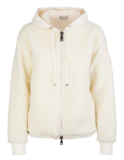 Moncler Woman White Cardigan With Hood