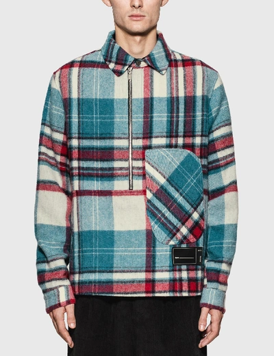 We11 Done Checked-print Shirt Jacket In Blue
