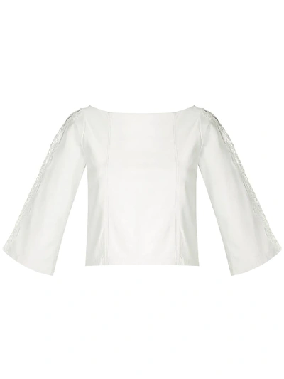 Andrea Bogosian Leather Ray Blouse In White