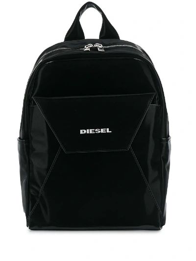 Diesel Top-zip Structured Backpack In Black