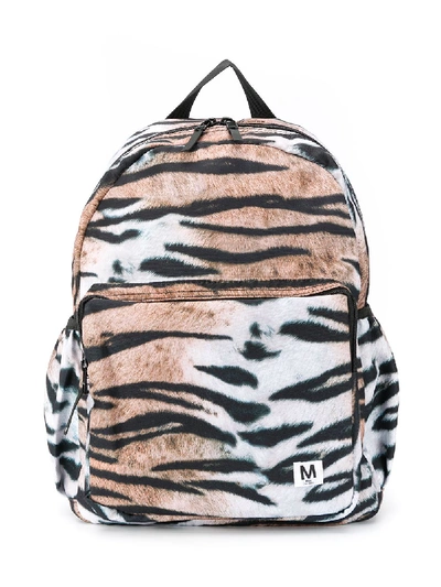 Molo Kids' Tiger Print Backpack In Brown
