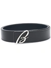 Brioni Reversible Black Script Logo Belt In Black