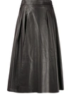 DOLCE & GABBANA PLEATED LEATHER MIDI SKIRT