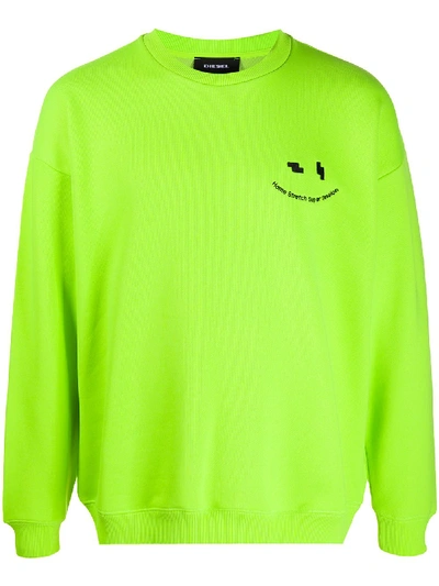 Diesel Long-sleeved Smiley Print Jumper In Yellow