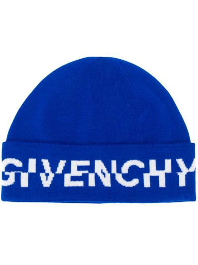 Givenchy 错位logo套头帽 In Blue