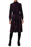 AKRIS PUNTO SASHIKO FLORAL LONG SLEEVE SILK DRESS,944400086597