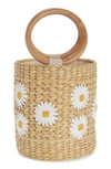 POOLSIDE BOBBI DAISY WOVEN BUCKET BAG,SS20-BOBBI-WHITE